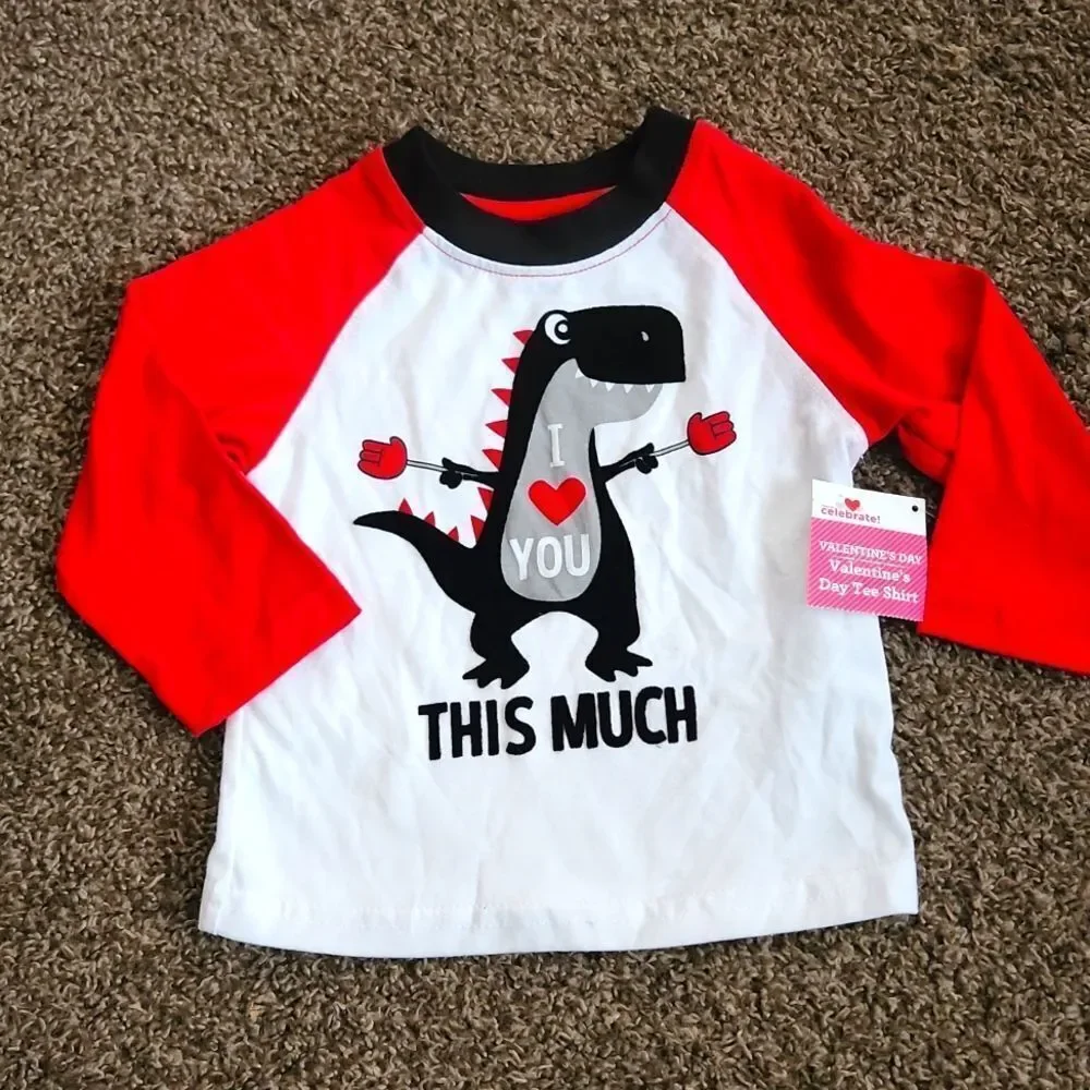 New Dinosaur Heart Valentines Day Long Sleeve Shirt